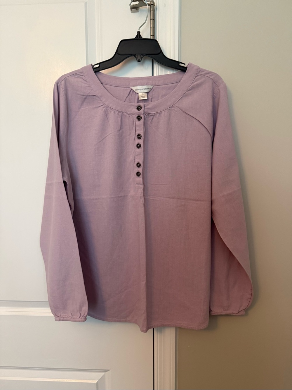 Christopher & Banks Lavender Button-Front Henley Blouse